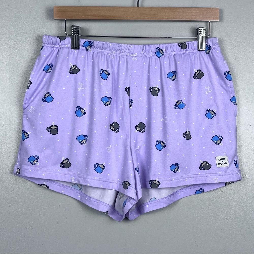 Life Is Good Sleep Women's PJ Shorts with Coffee Mug AOP Size M; Loungewear